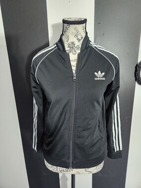 Adidas Black Three-Stripe Track Jacket